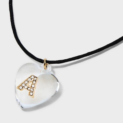 Acrylic Heart With Face Gems Pendant Necklace - Wild Fable⢠Clear/Black - Image 3