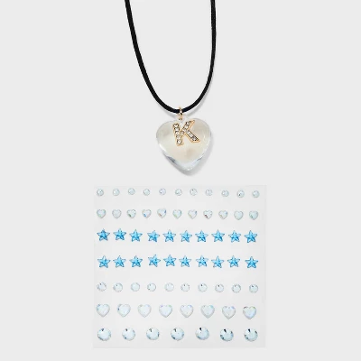 Acrylic Heart With Face Gems Pendant Necklace - Wild Fable⢠Clear/Black - Image 14