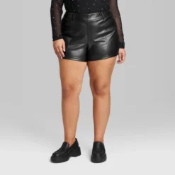 Women's High-Rise Faux Leather Shorts - Wild Fableā¢