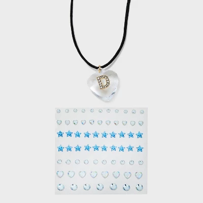 Acrylic Heart With Face Gems Pendant Necklace - Wild Fable⢠Clear/Black - Image 7