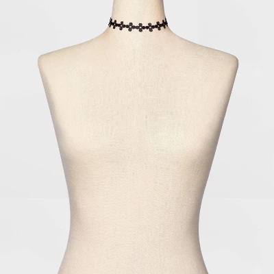 Velvet And Simulated Pearl Charm Choker Set 5pc - Wild Fable⢠Black