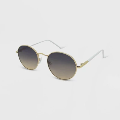 Women's Plastic Metal Combo Round Sunglasses - Wild Fable⢠Gold/White