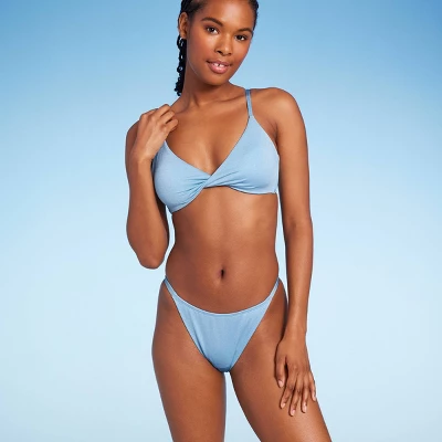 Women's Low-Rise Cheeky High Leg Bikini Bottom - Wild Fable⢠Blue Lurex - Image 2