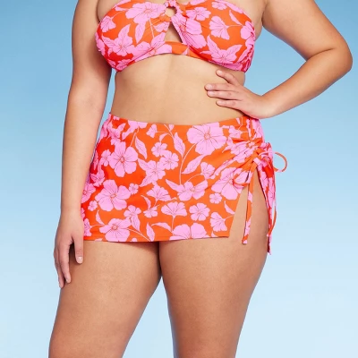 Women's Cinch Side Skirt Cover Up - Wild Fable⢠Orange/Pink Tropical Print - Image 6