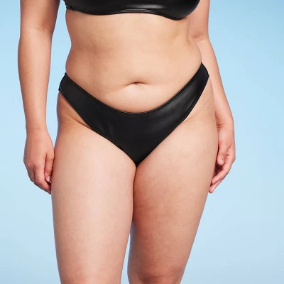 Women's Faux Leather High Leg Extra Cheeky Bikini Bottom - Wild Fable⢠Black - Image 7