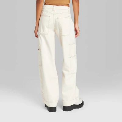 Women's High-Rise Cargo Baggy Jeans - Wild Fable⢠Off-White - Image 2