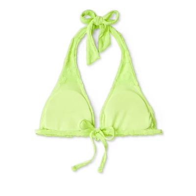 Women's Daisy Textured Ring Front Triangle Bikini Top - Wild Fable⢠Green - Image 6