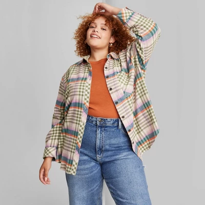 Women's Oversized Button-Down Flannel Shirt - Wild Fable⢠Plaid - Image 6