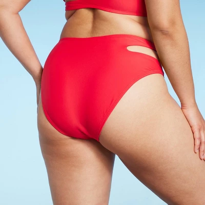 Women's Side Cut Out Mid-Rise High Leg Cheeky Bikini Bottom - Wild Fable⢠Red - Image 4