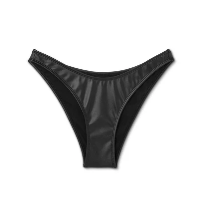 Women's Faux Leather High Leg Extra Cheeky Bikini Bottom - Wild Fable⢠Black - Image 5